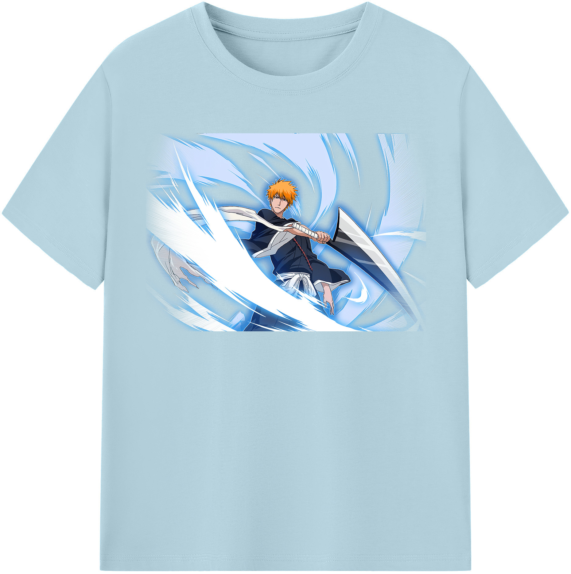 （画像用） ブリーチ 黒崎一護（くろさき いちご）BLEACH Kurosaki Ichigo 綿100％半袖Tシャツ（フロントプリント）